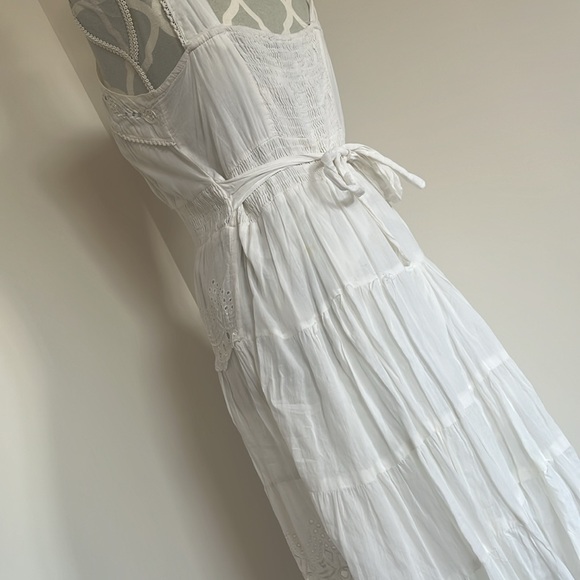 White midi cotton summer dress EU M, US M - Picture 2 of 5